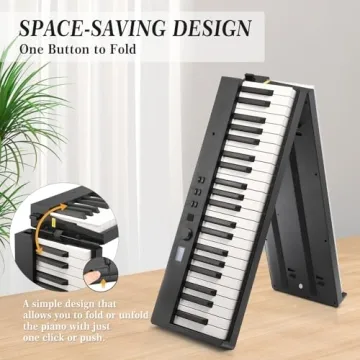 88 Key Full Size Portable Folding Electronic Keyboard With Speakers and Accessories