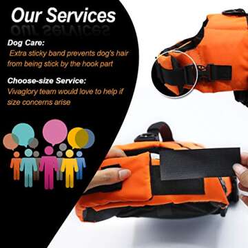 VIVAGLORY Ripstop Dog Life Jacket for Small Medium Large Dogs Boating, Swimming Vest for Dogs with Enhanced Visibility & Buoyancy, Bright Orange