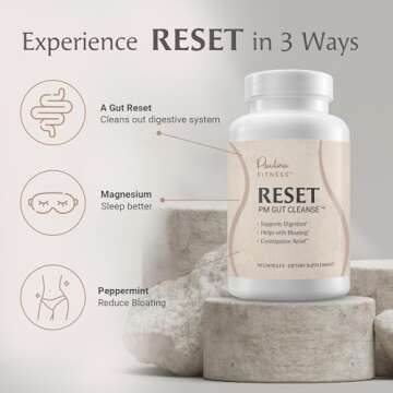 Paulina FITNESS Reset Overnight Digestive Aid, Bloating Relief, & Gut Health Supplement | Natural Detox & Digestive Cleanse to Support Weight Management and Relieve Constipation | 90 Capsules