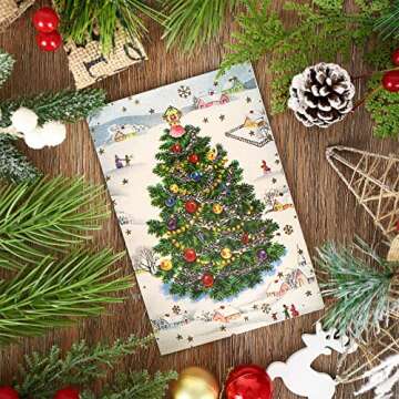 AnyDesign 48 Pack Christmas Holiday Greeting Cards Assortment Vintage Watercolor Christmas Blank Note Cards with Sealing Stickers Envelopes for Xmas Party Invitation, 12 Design, 4 x 6 Inch