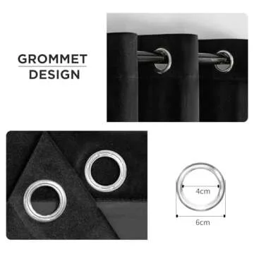 Joydeco Black Velvet Curtains 90 Inches Long, Luxury Grommet Blackout Curtains 2 Panels, Thermal Insulated Privacy Room Darkening Window Drapes for Bedroom Living Room Home Theatre (52Wx90L)