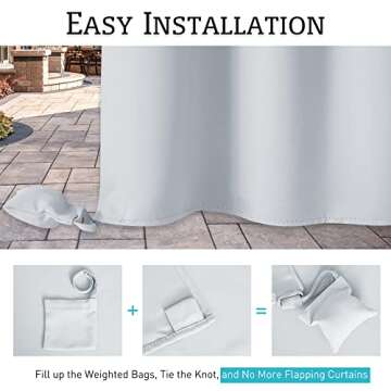 RYB HOME Windproof Outdoor Curtains - Extra Wide & Waterproof