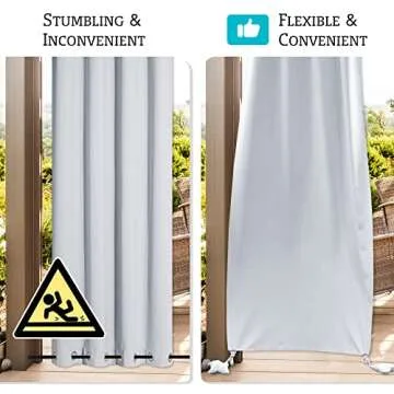 RYB HOME Windproof Outdoor Curtains - Extra Wide & Waterproof