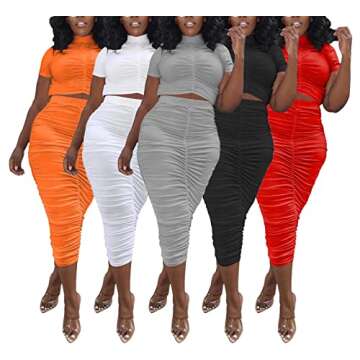 Bluewolfsea Two Piece Outfits for Women Crop Top and Bodycon Long Skirt Set Sexy 2 Piece Dresses for Women Party Club Night