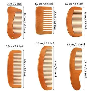 Eco-Friendly 6 Pcs Sandalwood Comb Set for All Hair Types