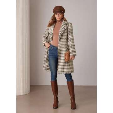 GRACE KARIN Women Elegant Notched Collar Double Breasted Trench Over Coat with Pockets Brown S