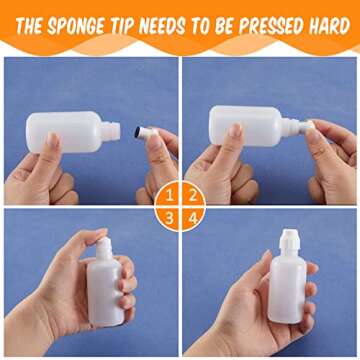 Tessco 4 Set 2 Ounce Empty Bingo Daubers Paint Squeeze Bottles for Paint Mop Dauber Bottle Refillable White Black Sponge Tip for Wooden Plastic Board Cloth