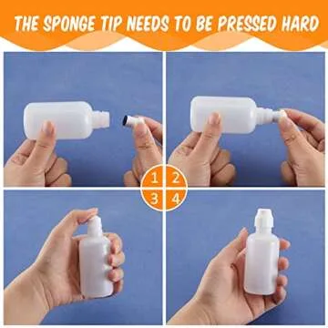 Tessco 4 Set 2 Ounce Empty Bingo Daubers Paint Squeeze Bottles for Paint Mop Dauber Bottle Refillable White Black Sponge Tip for Wooden Plastic Board Cloth