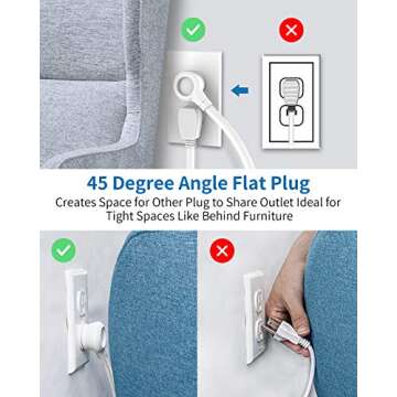 Surge Protector Power Strip with USB - NTONPOWER 5FT 6 Outlets
