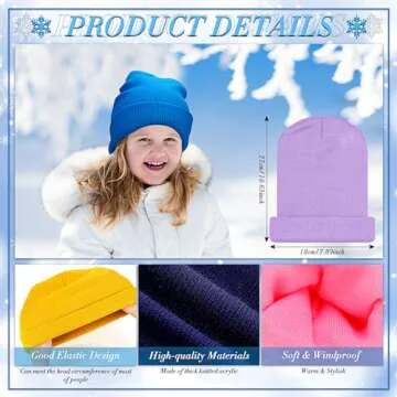 Handepo 200 Pack Kids Winter Beanies Knitted Bulk Child Warm Cold Weather Hat Cap Thick Assorted for Boy Girl Unisex Children Gift, 25 Colors