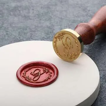 Yoption 26 Letters A-Z Initial Alphabet Wax Seal Stamp Kit, Vintage Handwritten Letter Sealing Wax Stamp with 2pcs Wooden Handles (A-Z)