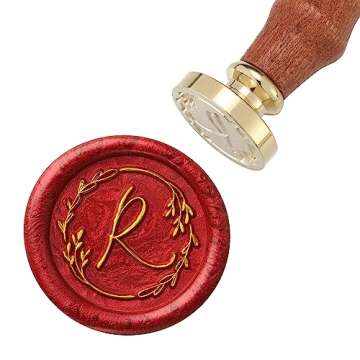 Yoption 26 Letters A-Z Initial Alphabet Wax Seal Stamp Kit, Vintage Handwritten Letter Sealing Wax Stamp with 2pcs Wooden Handles (A-Z)