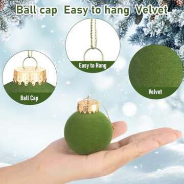 15PCS Velvet Ornaments (3.15 inch),Flocked Christmas Ornaments,Bulk Christmas Balls Ornaments,Shatterproof Christmas Ornaments,Christmas Tree Decoration,Xmas Tree Ornaments+1