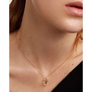 BAMERAL Initial Necklace, 14K Gold Plated Cubic Zirconia Tiny Letter C Necklace Personalized Monogra...