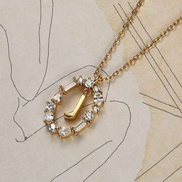 BAMERAL Initial Necklace, 14K Gold Plated Cubic Zirconia Tiny Letter C Necklace Personalized Monogram Name Necklace for Women Jewelry Mother’s Day Gifts