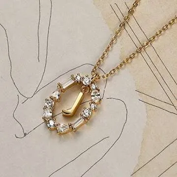 BAMERAL Initial Necklace, 14K Gold Plated Cubic Zirconia Tiny Letter C Necklace Personalized Monogram Name Necklace for Women Jewelry Mother’s Day Gifts