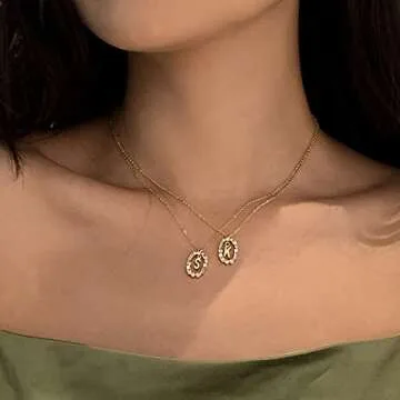 BAMERAL Initial Necklace, 14K Gold Plated Cubic Zirconia Tiny Letter C Necklace Personalized Monogram Name Necklace for Women Jewelry Mother’s Day Gifts