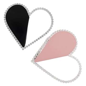 Women's Evening Clutch Bag, Heart Rhinestone Diamond Clutch Purse Wedding Party Purse Handbag for Women (black)