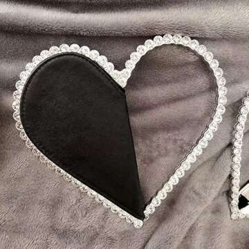 Women's Evening Clutch Bag, Heart Rhinestone Diamond Clutch Purse Wedding Party Purse Handbag for Women (black)