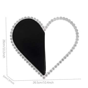 Women's Evening Clutch Bag, Heart Rhinestone Diamond Clutch Purse Wedding Party Purse Handbag for Women (black)