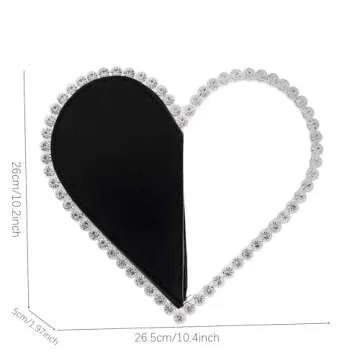Women's Evening Clutch Bag, Heart Rhinestone Diamond Clutch Purse Wedding Party Purse Handbag for Women (black)