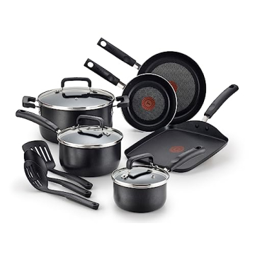 T-fal Signature Nonstick Cookware Set 12 Piece, Oven Broiler Safe 350F, Pots and Pans, Kitchen Cooki...