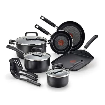 T-fal Signature Nonstick Cookware Set 12 Piece, Oven Broiler Safe 350F, Pots and Pans, Kitchen Cooki...