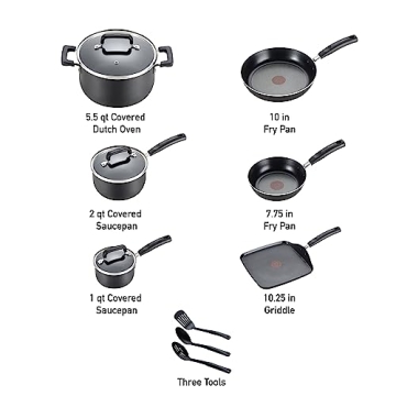 T-fal Nonstick Cookware Set 12 Piece for Effortless Cooking