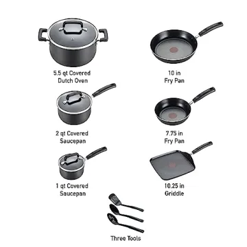 T-fal Nonstick Cookware Set 12 Piece for Effortless Cooking