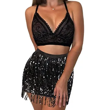 Rave Skirt Space Cowgirl Costume with Sequin Fringe