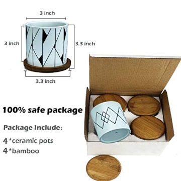 ALLFEIYA Succulent Pots Set of 4 - Modern Ceramic Planters