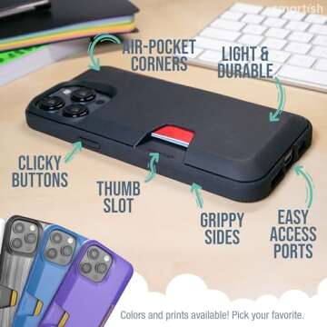 Smartish iPhone 15 Pro Max Wallet Case - Wallet Slayer Vol. 1 [Slim + Protective] Credit Card Holder - Drop Tested Hidden Card Slot Cover Compatible with Apple iPhone 15 Pro Max - Black Tie Affair