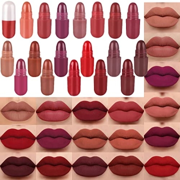 BINGBRUSH 18Pcs Mini Capsule Lipstick Set - Long Lasting Matte Lip Stain