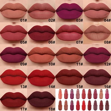 BINGBRUSH 18Pcs Mini Matte Lipstick Set - Vibrant Long Lasting Colors