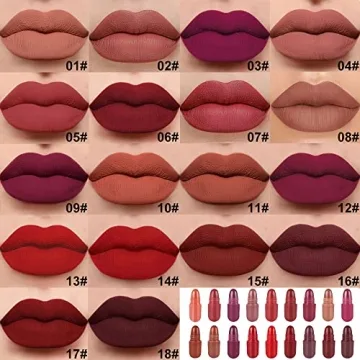 BINGBRUSH 18Pcs Mini Matte Lipstick Set - Vibrant Long Lasting Colors