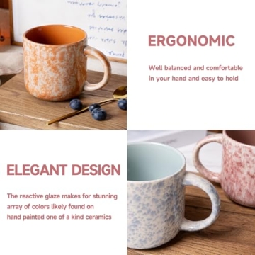 MONITO Set of 6 Large 12 OZ Ceramic Coffee Mugs