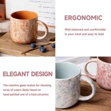 MONITO Set of 6 Large 12 OZ Ceramic Coffee Mugs