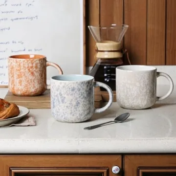 MONITO Set of 6 Large 12 OZ Ceramic Coffee Mugs