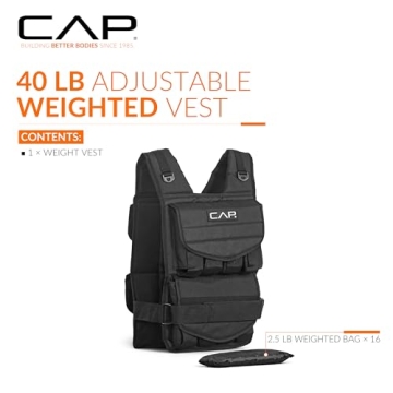 CAP Adjustable Weighted Vest 40 Lb Durable Fitness Gear