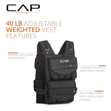 CAP Adjustable Weighted Vest 40 Lb Durable Fitness Gear
