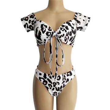 Stylish Off The Shoulder Leopard Print Bikini Set
