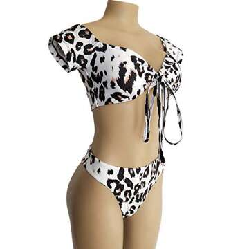 Stylish Off The Shoulder Leopard Print Bikini Set