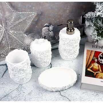 Hymmah Rose Design Bathroom Accessories Set - Elegant Gift