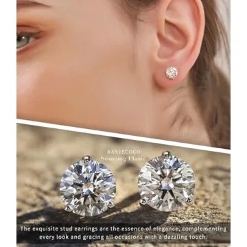 "STUNNING FLAME" 18K Gold Plated Silver Brilliant Cut Simulated Diamond Cubic Zirconia Stud Earrings(white-gold-plated-silver, 1.0)
