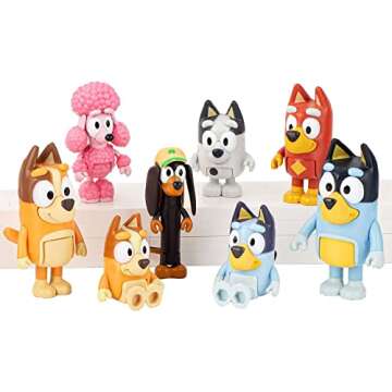 8 PCS Wolfs-Bluey Figures Toys Playset, Wolves-Bluey Action Figurines Family and Friends Set; Bingo,...