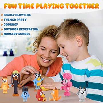 8 PCS Wolfs-Bluey Figures Toys Playset, Wolves-Bluey Action Figurines Family and Friends Set; Bingo, Bandit, Chilli, Coco, Snickers, Rusty and Muffin - Cake Toppers 2.5-3"