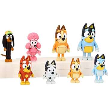 8 PCS Wolfs-Bluey Figures Toys Playset, Wolves-Bluey Action Figurines Family and Friends Set; Bingo, Bandit, Chilli, Coco, Snickers, Rusty and Muffin - Cake Toppers 2.5-3"
