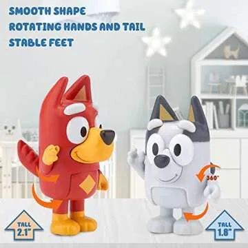 8 PCS Wolfs-Bluey Figures Toys Playset, Wolves-Bluey Action Figurines Family and Friends Set; Bingo, Bandit, Chilli, Coco, Snickers, Rusty and Muffin - Cake Toppers 2.5-3"