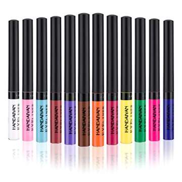 COOSA 12 Colors Matte Colorful Liquid Eyeliner Set, High Pigmented Color Eyeliner Lasting Waterproof Professional Bright-colored Eyeliner Pen Set -Smudgeproof Makeup Eyeliner Pen