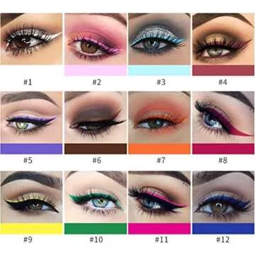 COOSA 12 Colors Matte Colorful Liquid Eyeliner Set, High Pigmented Color Eyeliner Lasting Waterproof Professional Bright-colored Eyeliner Pen Set -Smudgeproof Makeup Eyeliner Pen